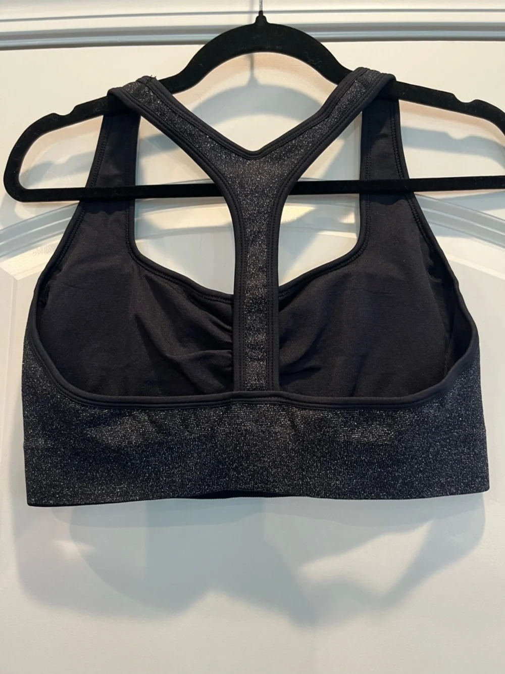 Halara Shimmery Black Racerback Sports Bra XL New Sparkle Activewear Yoga Gym